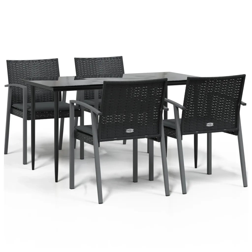 Set Pranzo da Giardino 5pz con Cuscini in Polyrattan e Acciaio 3186975