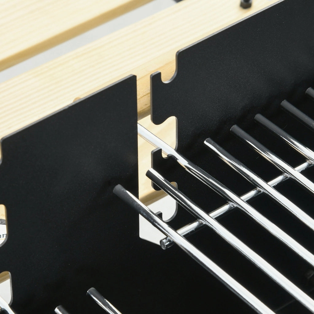 Barbecue a Carbonella 2 Griglie e 2 Ripiani 113x53.5x82.5 cm in Metallo e Legno Nera