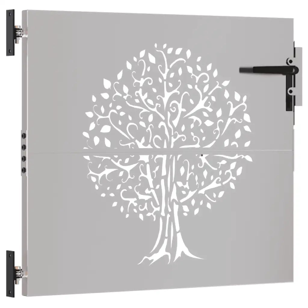 Cancello da giardino 85x100 cm in acciaio Corten con design ad albero 153209