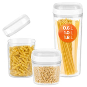 KADAX Contenitori per alimenti sfusi e spezie con coperchio, in plastica, confezione da 3 pezzi.