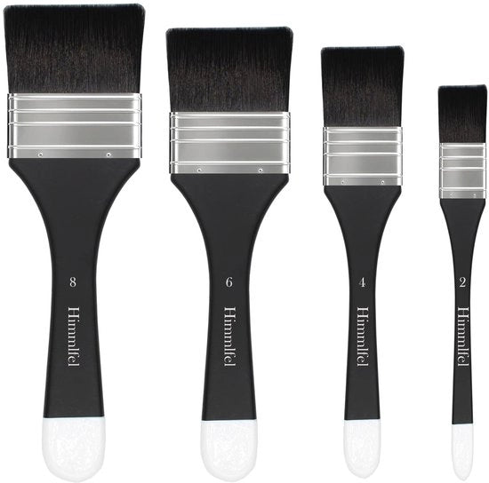 Set di pennelli piani 4 pezzi - pennelli piani per acrilico/aquarello/olio/gouache - per artisti/beginneri - set di pennelli con setole di alta qualità - maniglie comode - pennelli per pittura