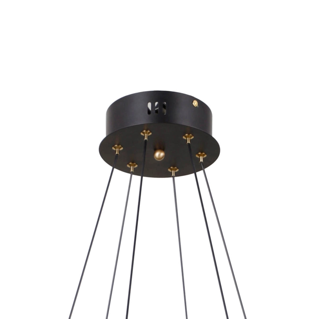Sospensione tonda Alani Italux nera vetro LED 32W 6L