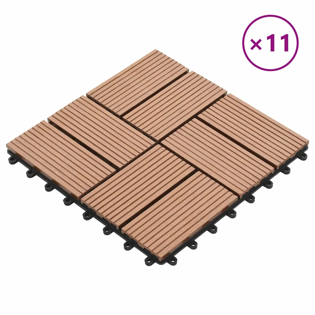 Piastrella per Decking 11 pz Marrone 30 x 30 cm WPC CFW1105717