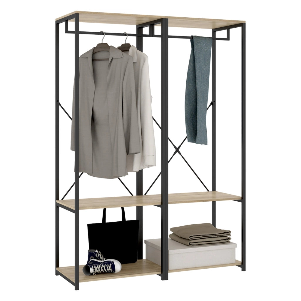 Armadio Camera da Letto Cortez, Guardaroba Grande 2 Ripiani, 40x167h cm Marrone Rovere