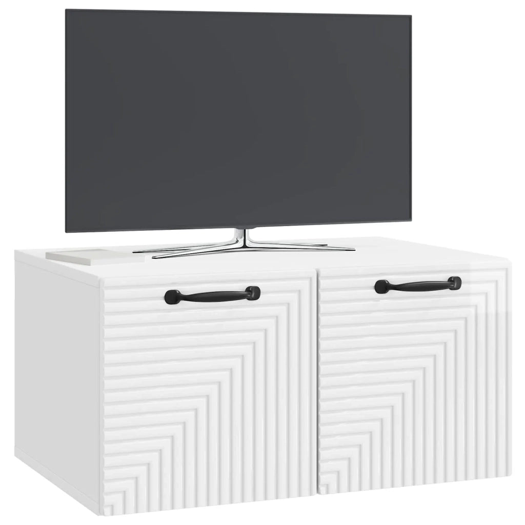 Mobile Porta TV da Muro Bianco Lucido 59,5 x 41 x 30 cm 898679