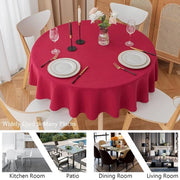 Tavolo con protezione contro spillatura rossa vino 120 cm, tovagliato acqua impermeabile in poliestere con bordo ondulato per tavolo, cibo, ristorante
