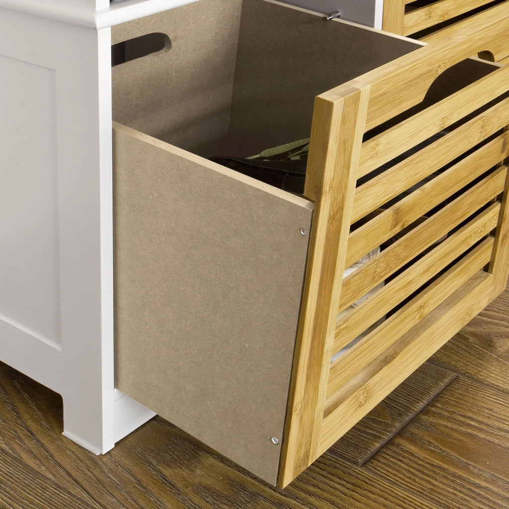 Scarpiera da ingresso Panchina con Cuscino e Cestini 2 Cestini Legno FSR23-K-WN