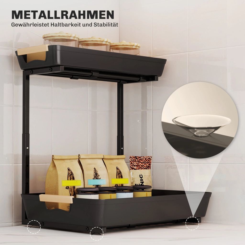 Mobile da cucina regolabile in altezza con 2 cestini ¨C zephmum ¨C 40x30x33.5-42 cm
