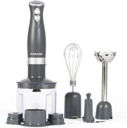Set di Triturazione a 3 in 1 con 3 Funzioni - Whisking a Mano con Funzioni di Triturazione e Taglio - 2 Impostazioni di Velocità - Lame in Acciaio Inossidabile - Bacinella di Triturazione da 500 ml - 350 W - Grigio Scuro