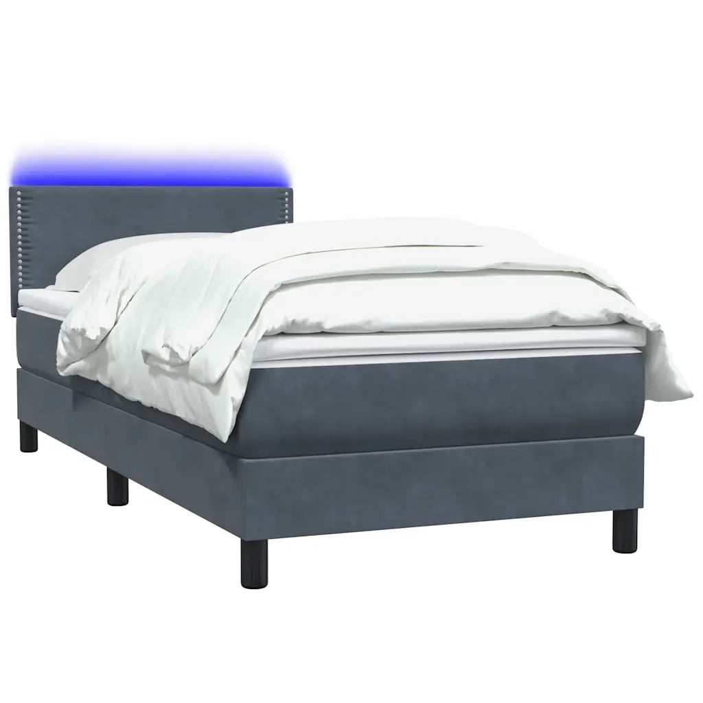 Letto a Molle con Materasso e LED Grigio Scuro 90x220 cm Velluto 3316816