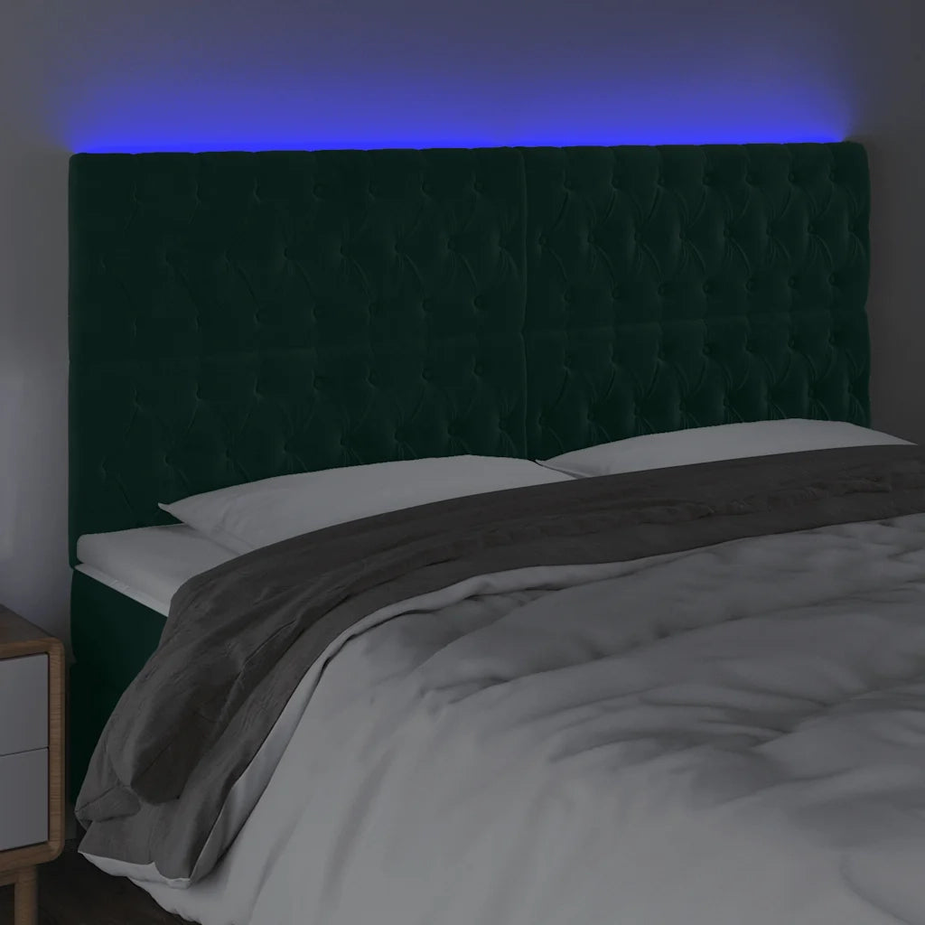 Testiera a LED verde Scuro 180x7x118/128 cm in Velluto 3122823