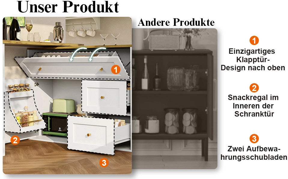 Tavolo da bar allungabile con ripiani e rotazione 360°, MDF bianco 138-204×39×105 cm