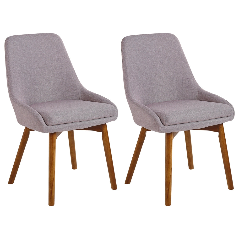 Set di 2 sedie Tessuto poliestere color talpa Gambe in legno massello scuro Seduta spessa imbottita