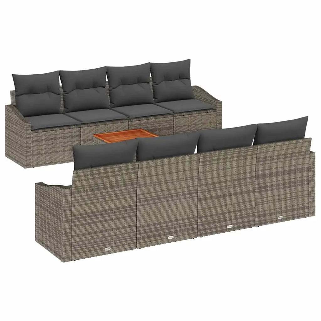 Set Divano da Giardino 9 pcs Grigio polyrattan 3356473