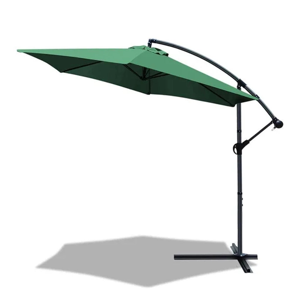 Trade Shop - Ombrellone Decentrato Lato Da Giardino Protezione Solare Parasole ⌀300cm Verde 206426 -
