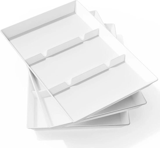 Dienblad in Plastica, 3 pezzi Bianchi Piatti da Servire per Cibo, Tè/Bevande/Aperitivo/Cena per Cucina, Bar, Ristorante, 38,1 x 25,4 cm