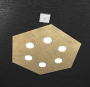 EXAGON SOSPENSIONE 6+1 LUCI BIEMISSIONE FOGLIA ORO 1142-SG+1-FO