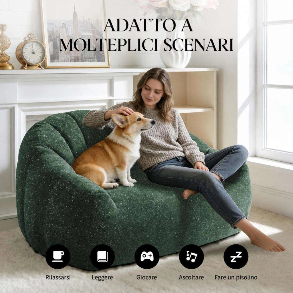 Poltrone relax, pouf, poltrone extra-large,Frevano ideali per il soggiorno e la camera da letto, colore verde