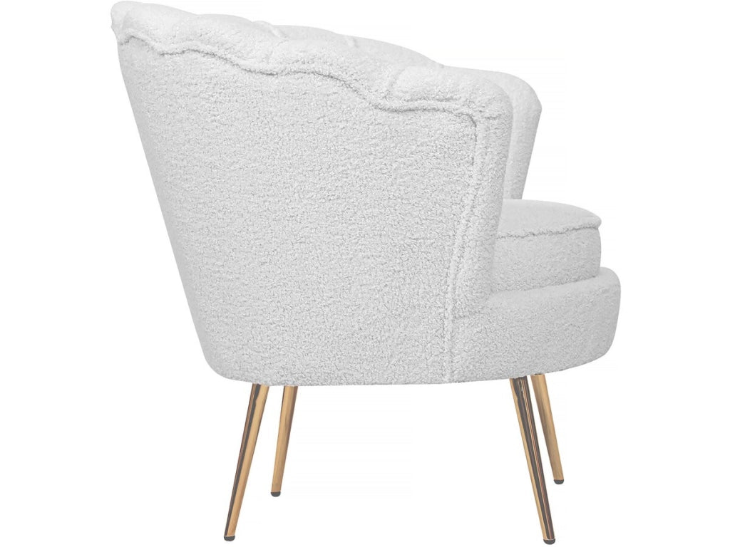 Poltrona "Floria" in velluto - 75 x 68 x 77,5 cm - Bianco