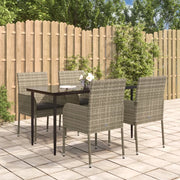 Set da Pranzo Giardino 5pz Nero e Grigio con Cuscini Polyrattancod mxl 100456