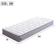 Materasso a molle 90x200 cm, altezza 20 cm, ergonomico, bianco, arrotolato sottovuoto
