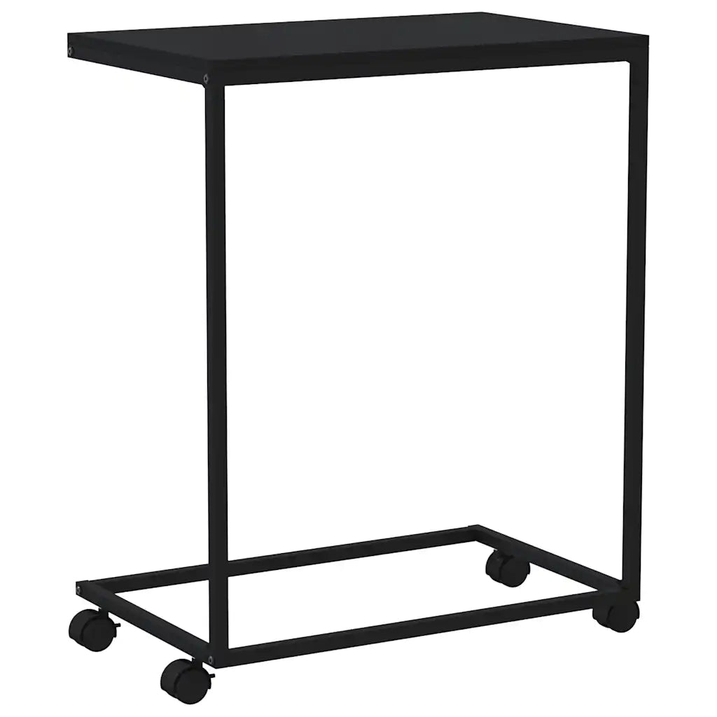 Tavolino con Ruote-Tavolino da soggiorno Nero 55x35x70 cm in Legno Multistrato