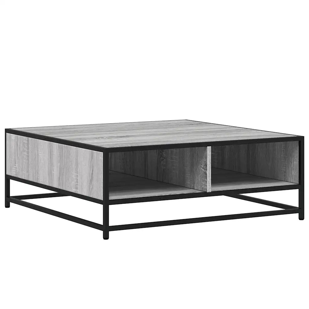 Tavolino Grigio Sonoma 80x80x30 cm in Truciolato e Metallo