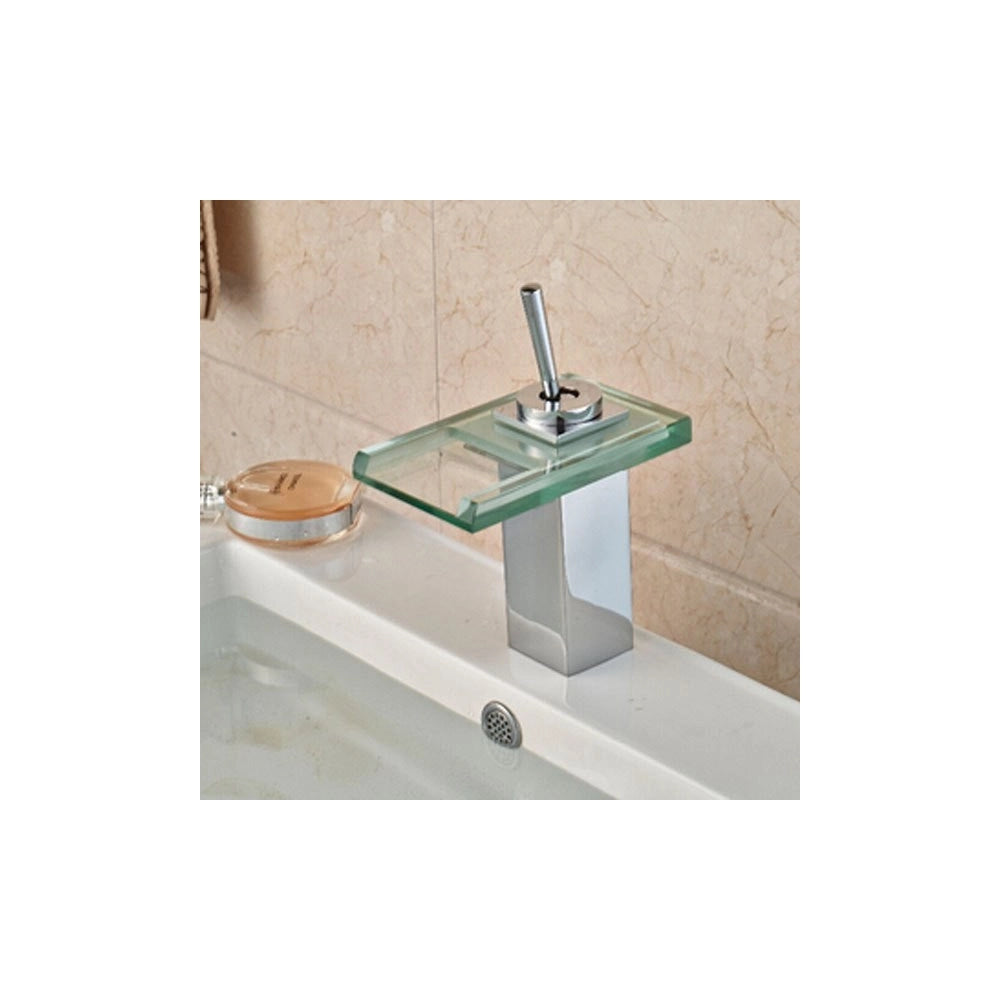 Trade Shop - Miscelatore Monocomando Rubinetto Cascata Vetro Rubinetteria Lavabo Bagno -