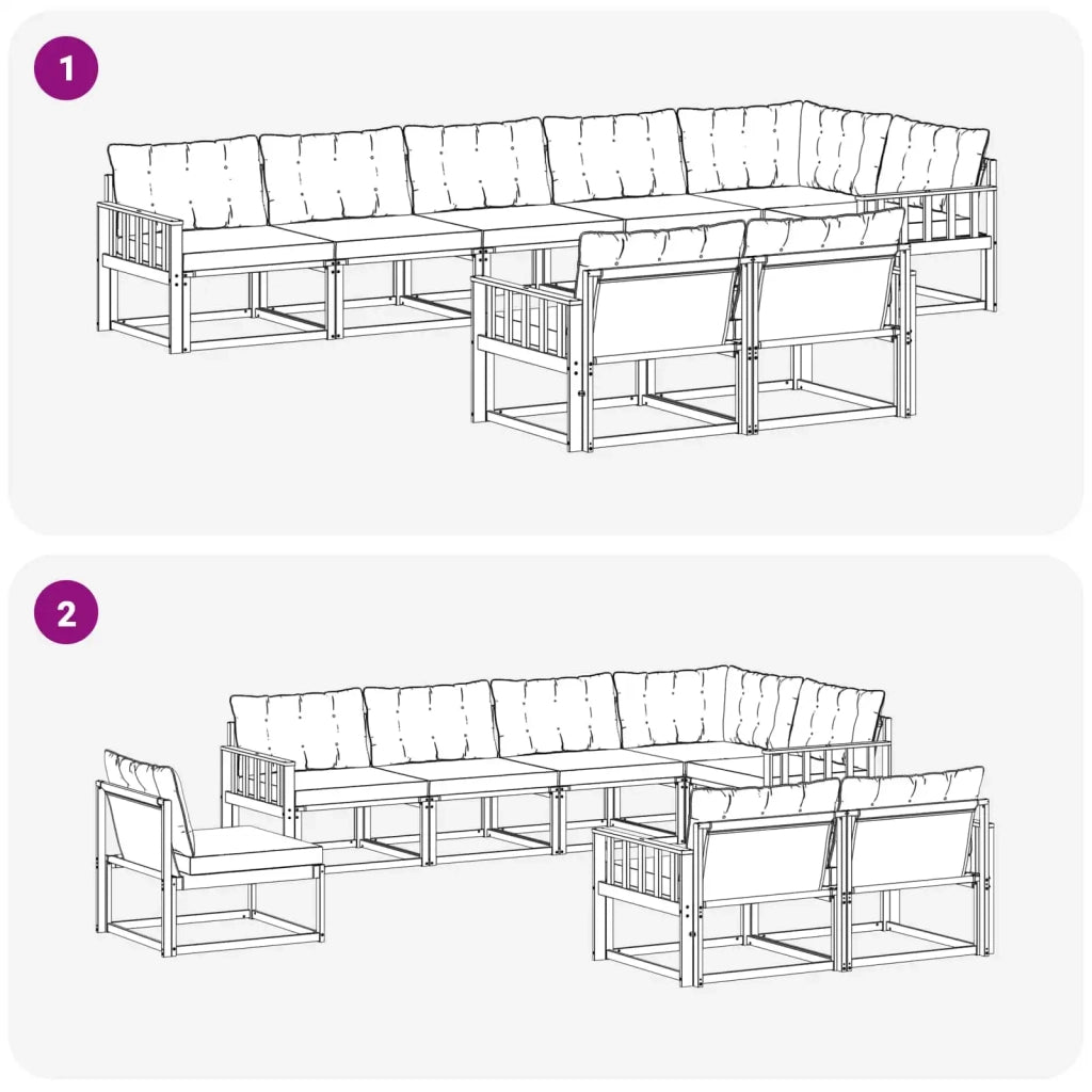 Set di divani da esterno 8 pz Bianco e Crema 3388800