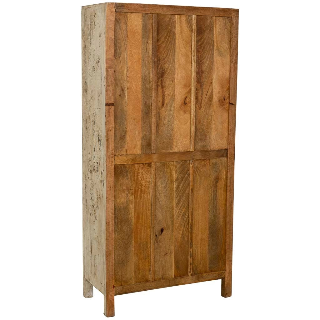Vetrina artigianale in legno grigio invecchiato 85x40x180h cm