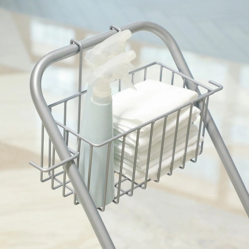 Carrello portaspazzolone per pulizie 26 L con ruote, vaschette porta-accessori, plastica gialla