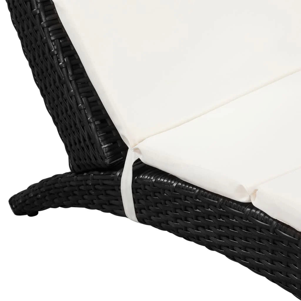 Lettino prendisole sedia a sdraio lettino prendisole letto da giardino mobili da giardino mobili da esterno pieghevoli con cuscino resina intrecciata nera 02_0012858