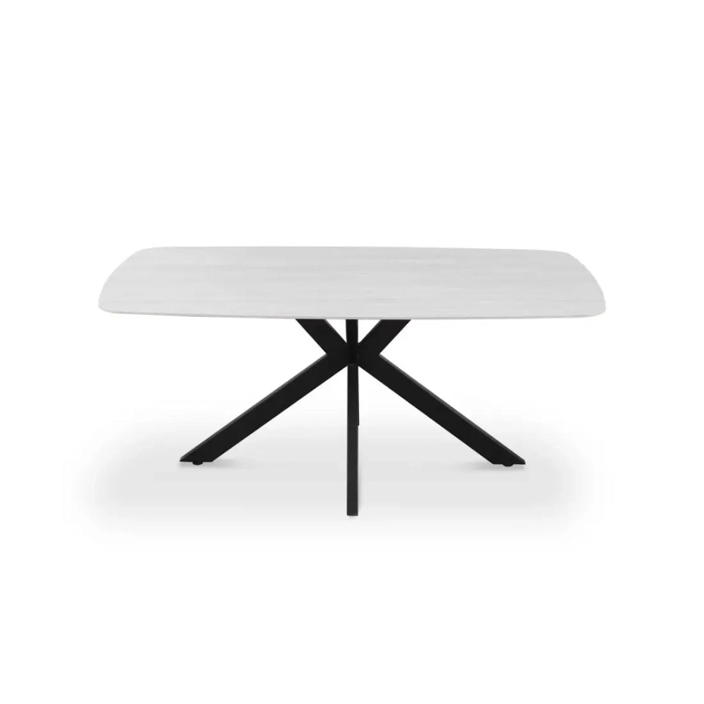 ARVENA 180x90 cm - Colore pietra grigia - Tavolo da pranzo design - Piano effetto pietra e metallo