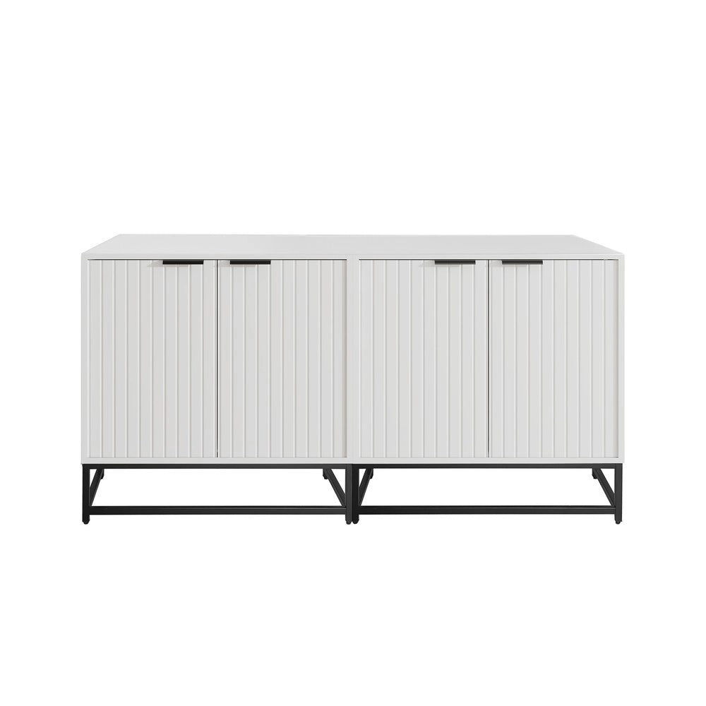 Cassettiera con 2 Ante e Cassetti ¨C MINIMAL ¨C Bianco, Metallo, 160x40x80 cm