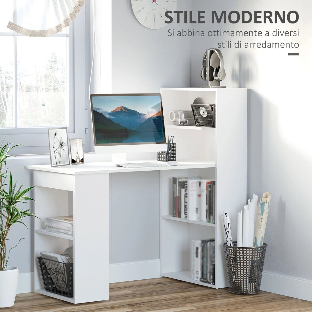 Scrivania con Libreria ¨C zephmum ¨C Bianco 120x55x120 cm