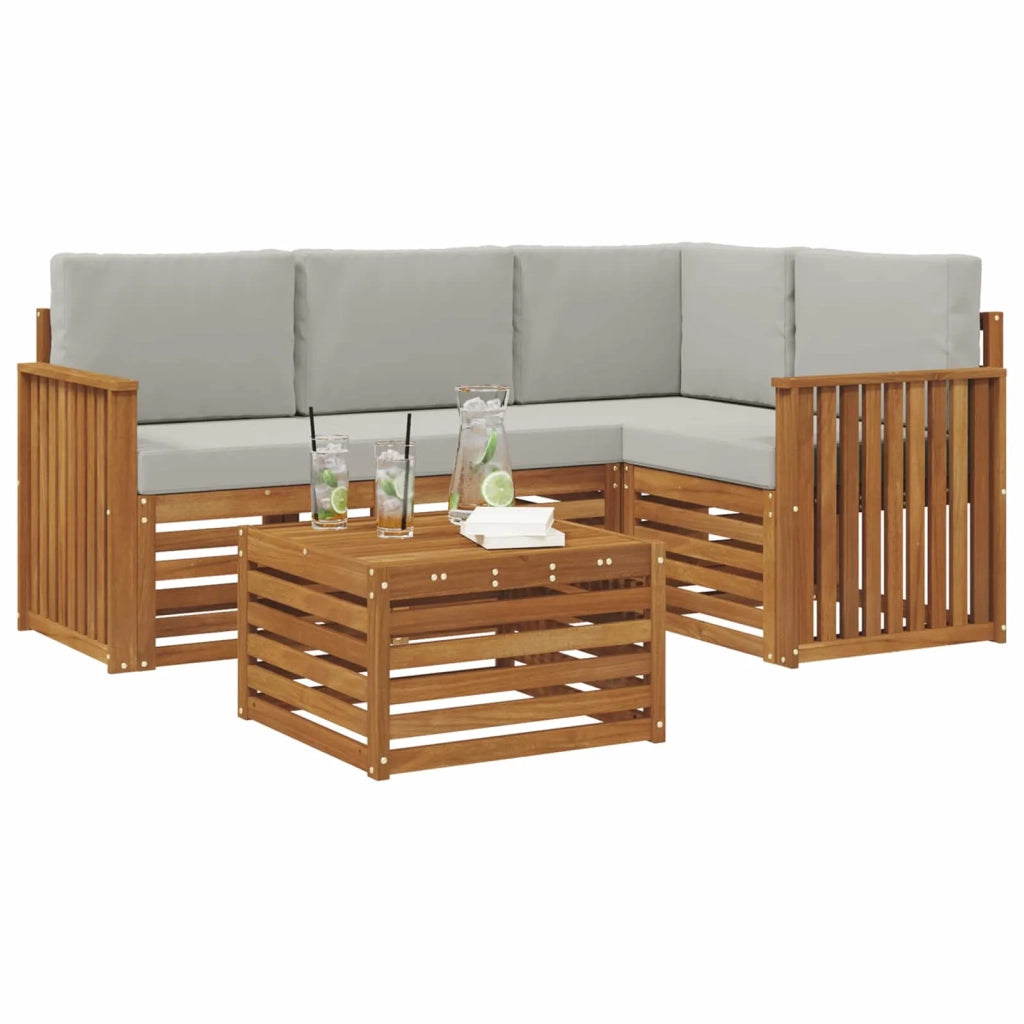 Set di divani da esterno 5 pcs Grigio Naturale e Chiaro 3374766