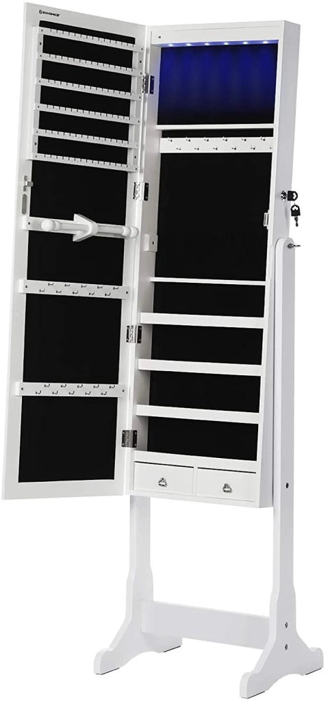 Mobile portagioielli mobile da camera da letto interno LED 151 cm MDF bianco 12_0000170