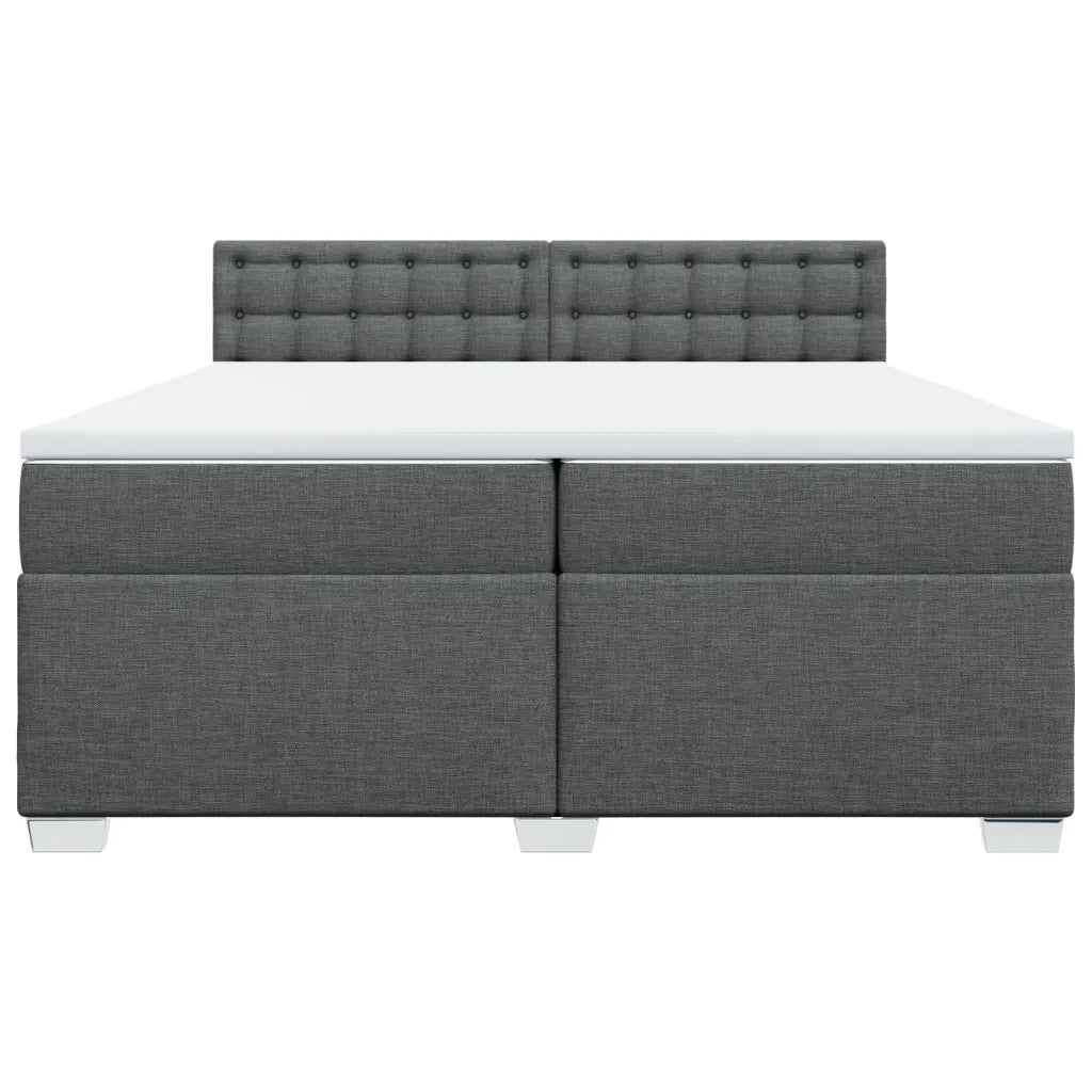 Giroletto a Molle con Materasso Grigio Scuro 200x200 cm Tessuto