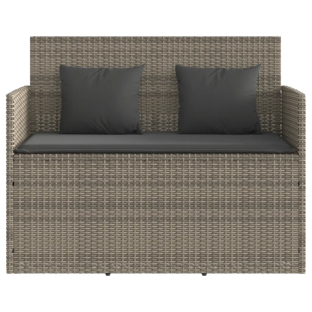 Panca da Giardino con Cuscini Grigia in Polyrattan 365763