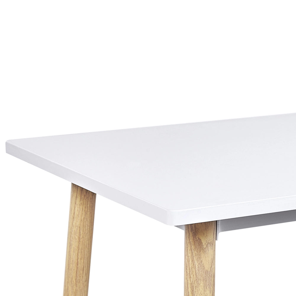 Tavolo da pranzo Piano in MDF bianco 90 x 50 cm Metallo Finitura legno Gambe in metallo Minimalista