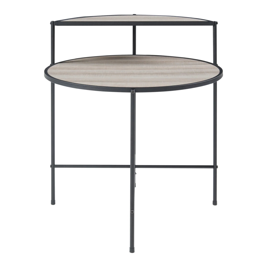Tavolino rotondo con ripiano in metallo 68 x 62 cm MDF grigio 03_0010953