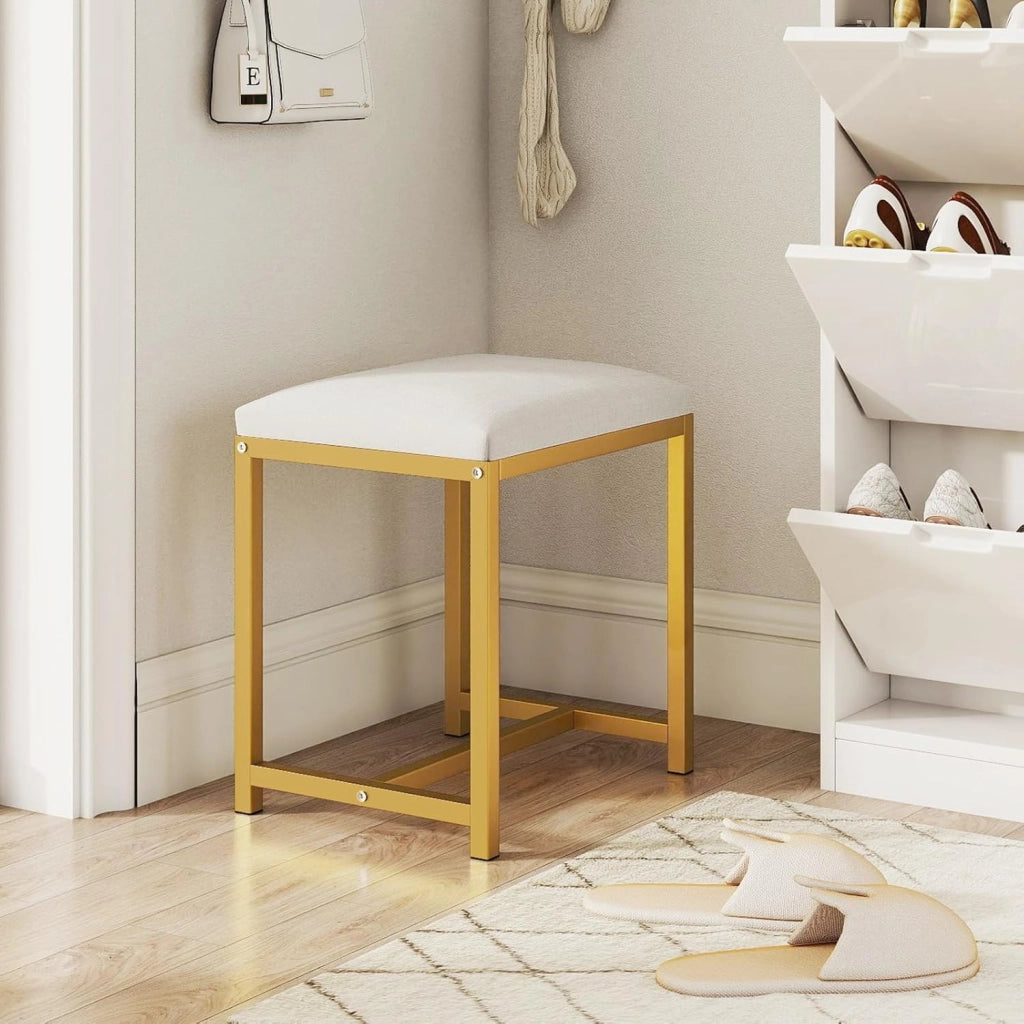 Pouf imbottito con sedile rivestito, portata fino a 150 kg, sgabello rettangolare per camera da letto, spogliatoio, soggiorno, corridoio, 38 x 30 x 42 cm