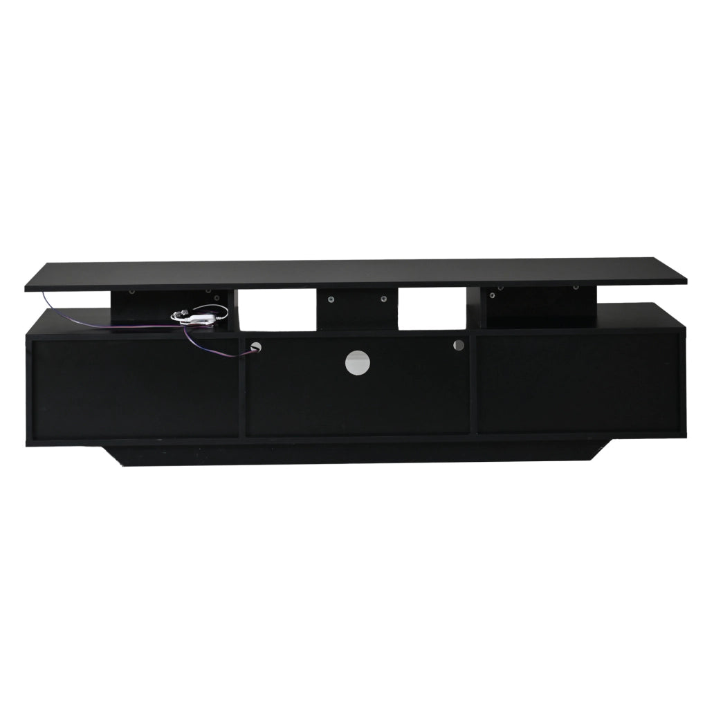 Mobile TV 160x40x45 cm con luci LED controllate da app; MDF; nero