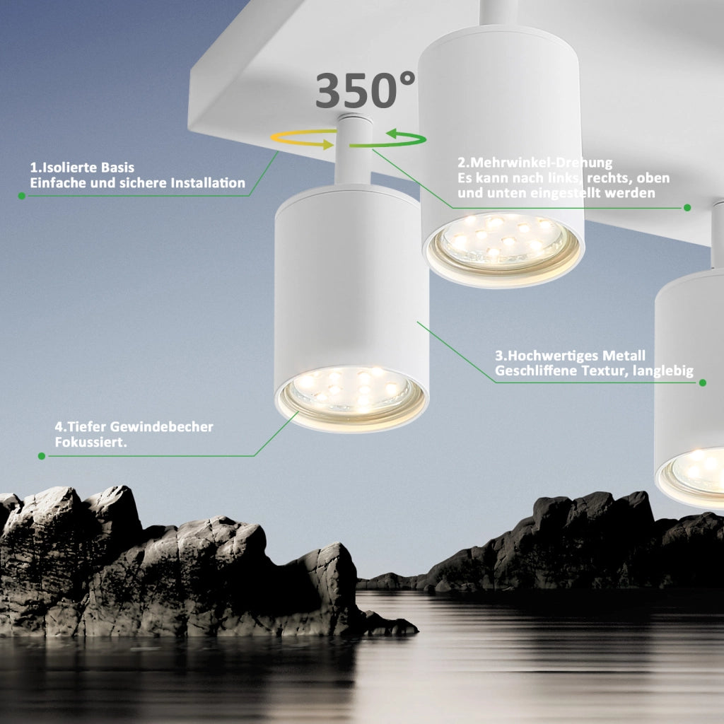 ZMH Faretto da soffitto 6 luci GU10 orientabili 330° moderni per cucina corridoio