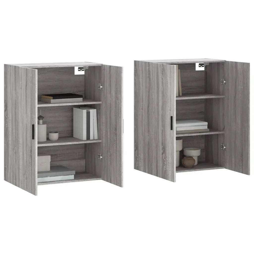 Armadietto a Muro | Mobili a Parete 2 pz Grigio Sonoma 69,5x34x90 cm