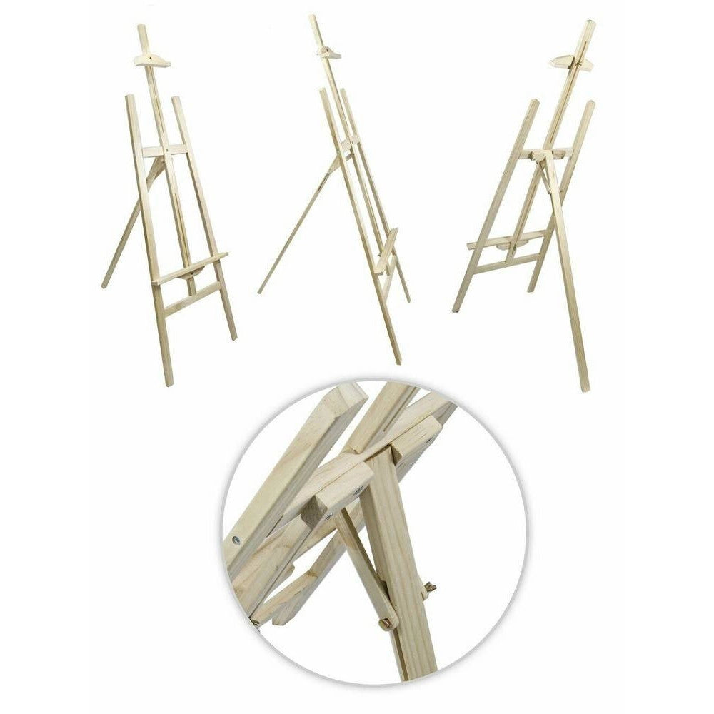 Trade Shop - Cavalletto Pittorico In Legno Inclinabile 90 Cm Pittura Esposizione Tele Quadri -