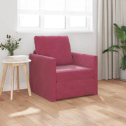 Divano letto 2-in-1 Rosso Vino 74x77x81 cm in Velluto