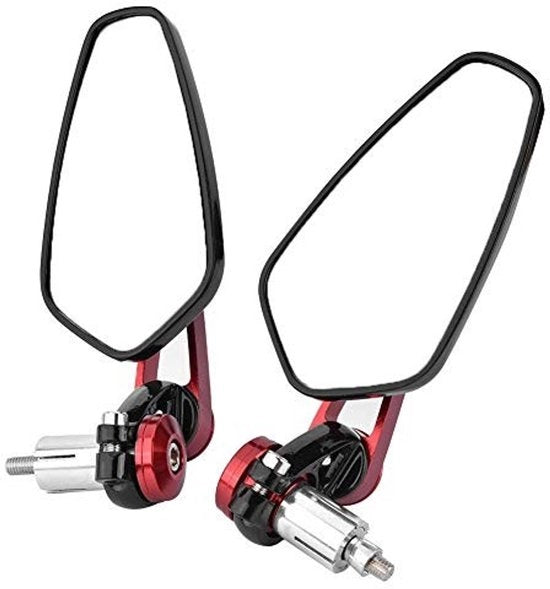 Specchio per Motocicletta 360° Regolabile in Alluminio con Colorazione Rossa e Nera - Adattabile a Tutti i Modelli