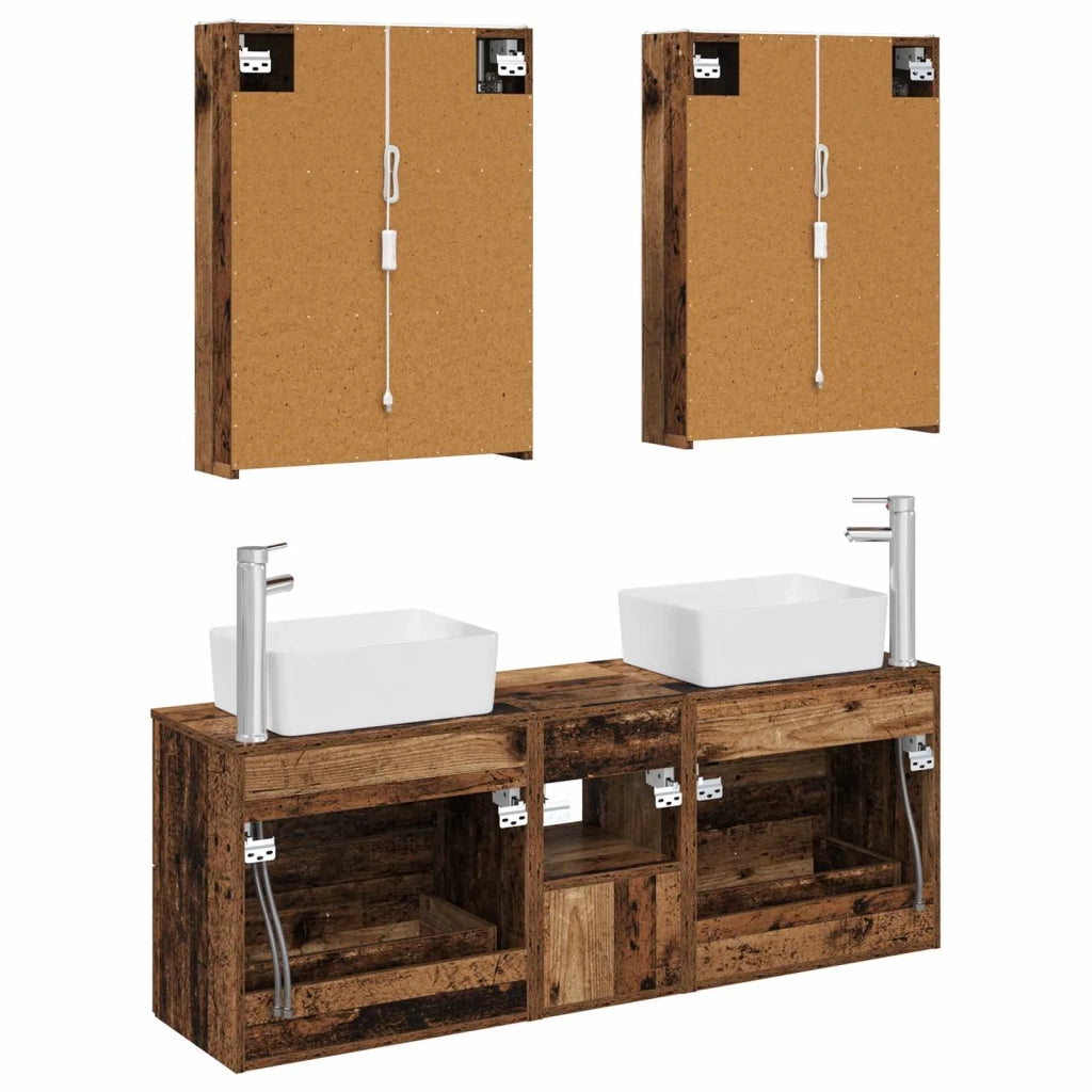 Set di mobili per il bagno 5 pcs Legno antico 3406853