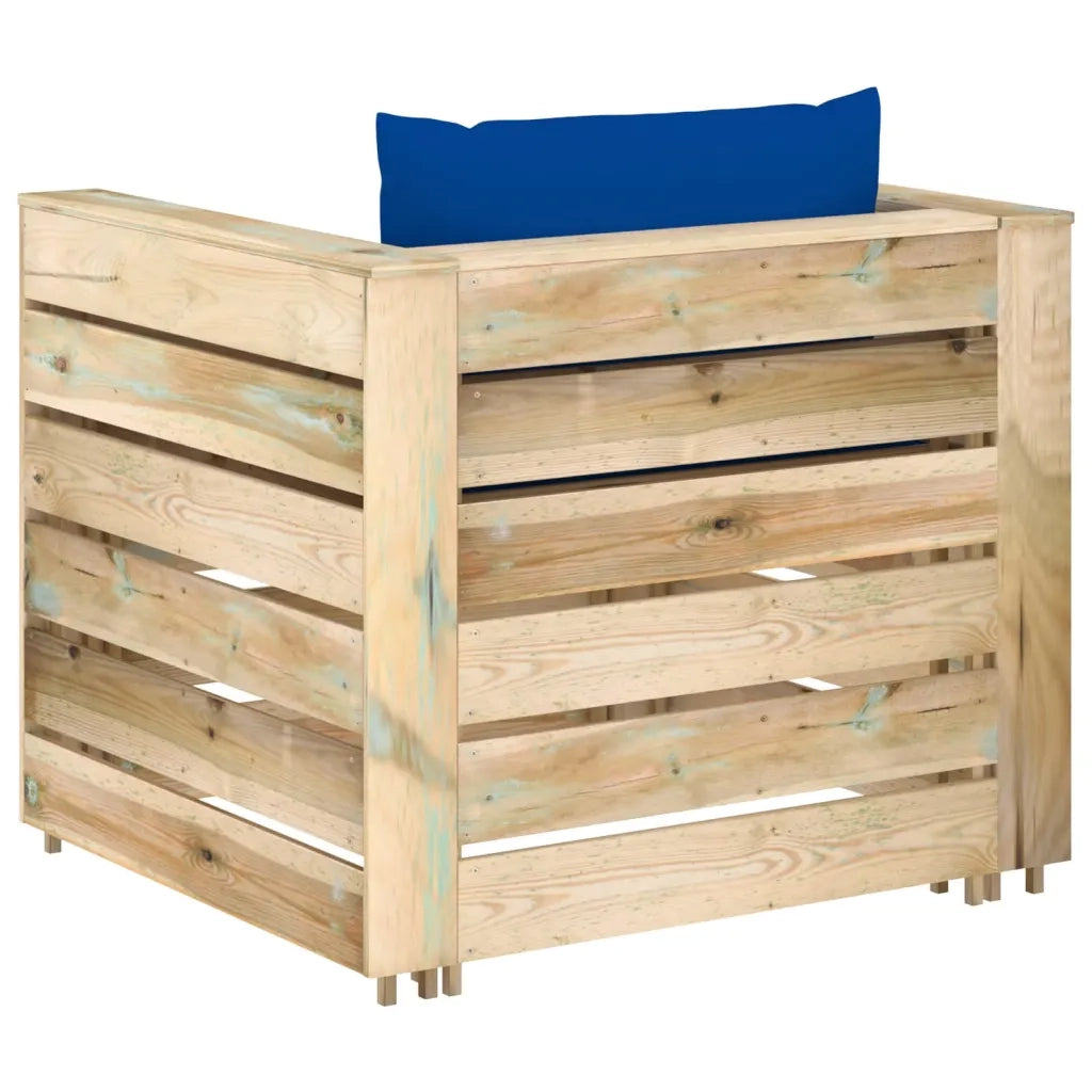 Set Salotto da Giardino 2 pz | Set di Mobili da Esterno con Cuscini Legno Impregnato Verde